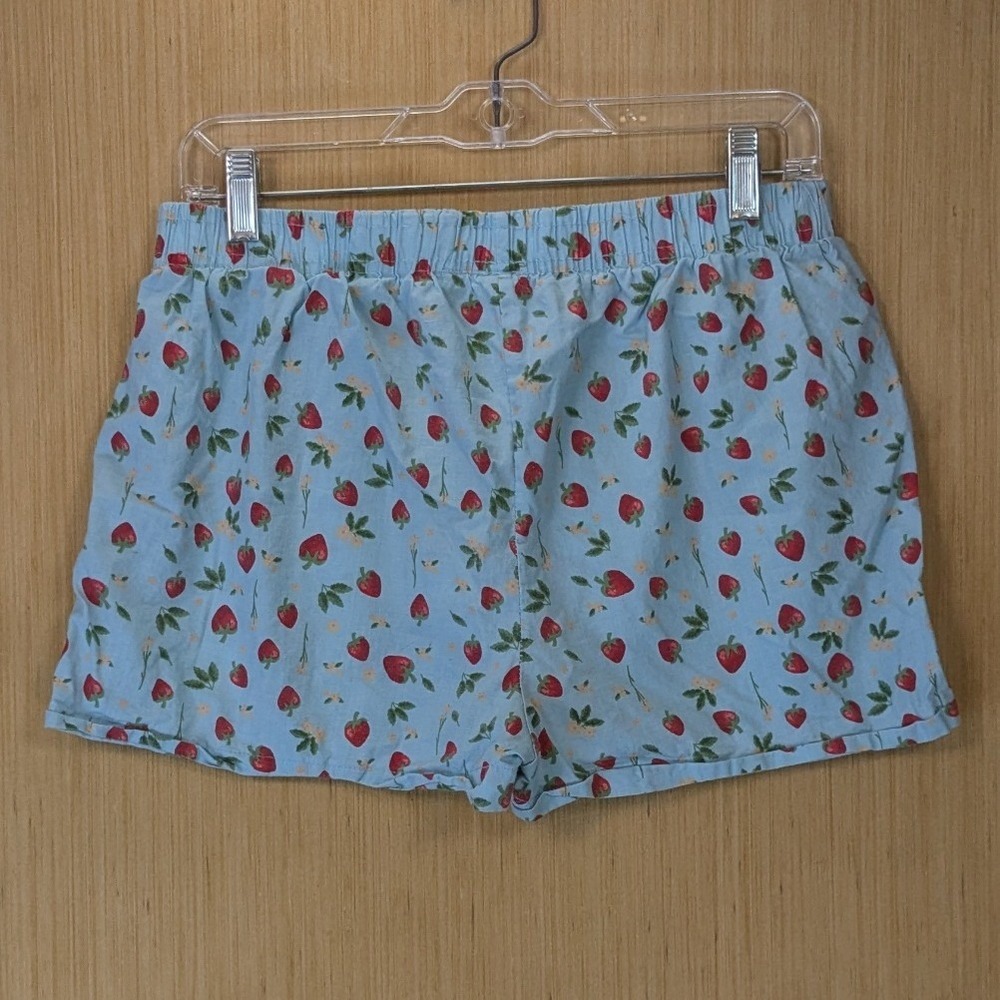 Disney Winnie the Pooh Strawberry Print Pajama Shorts Blue Women Size Large - Picture 5 of 9